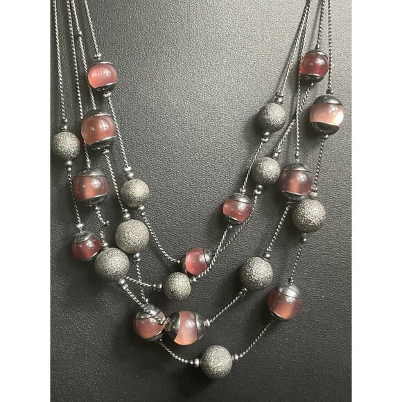 Coldwater Creek Purple Moonglow Multi-Bead Layered Necklace - Picture 3 of 6